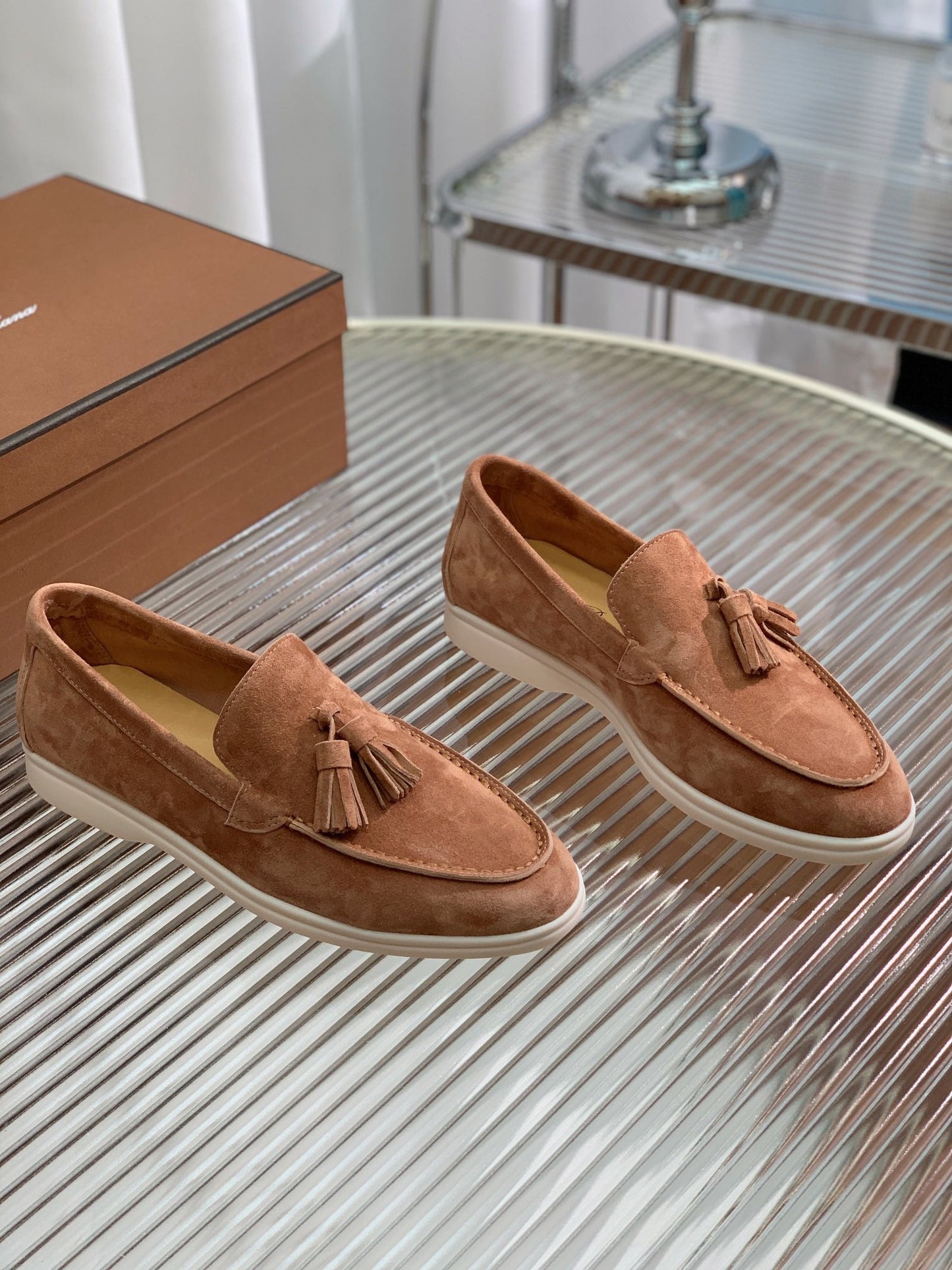 LP SUMMER WALK TASSELS LOAFERS CARAMEL SUEDE - 35