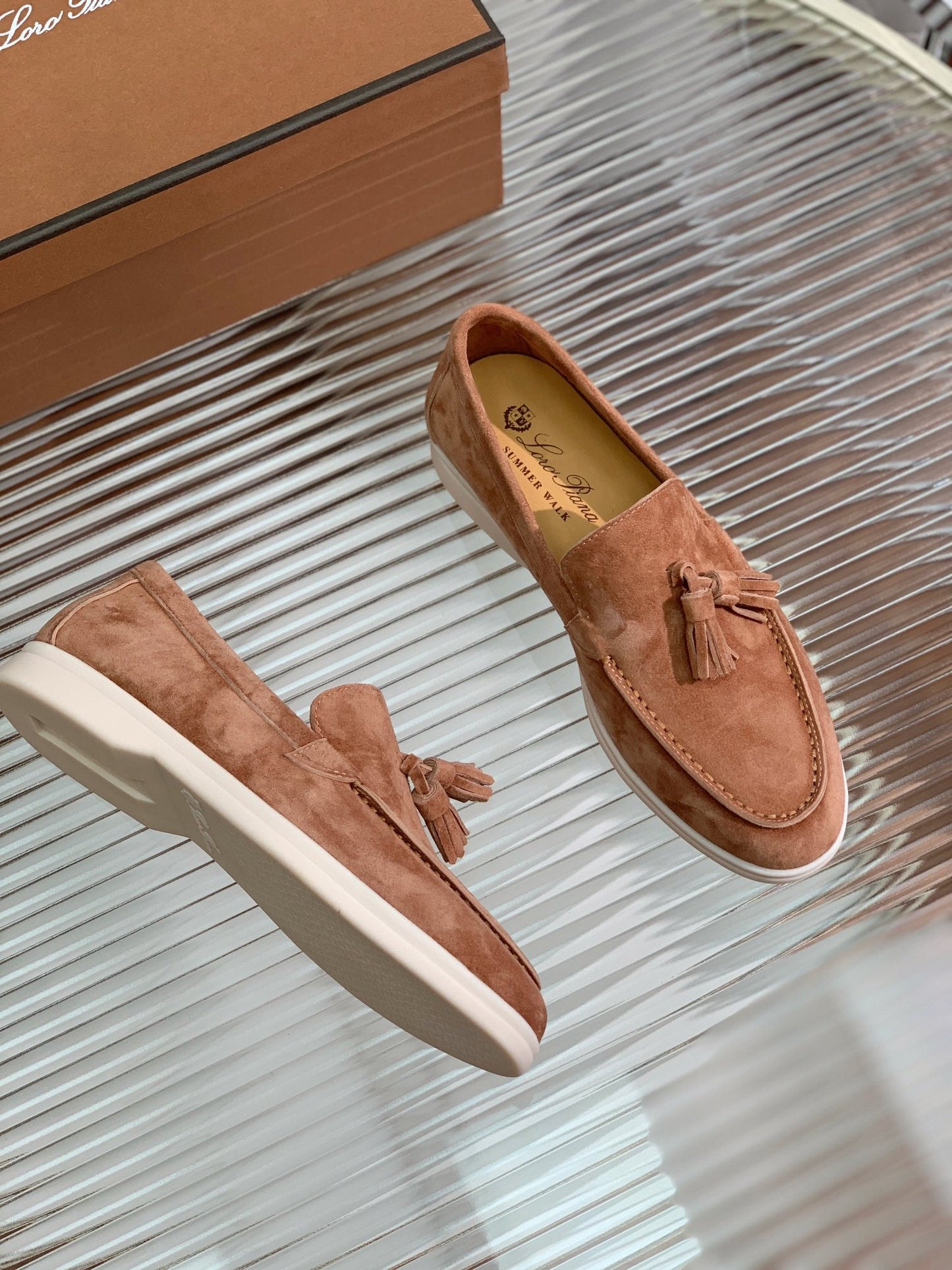 LP SUMMER WALK TASSELS LOAFERS CARAMEL SUEDE - 35
