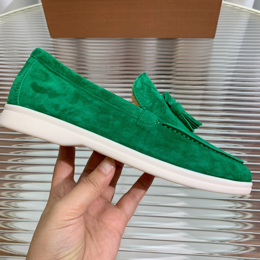 LP SUMMER WALK TASSELS LOAFERS DARK GREEN SUEDE - 35