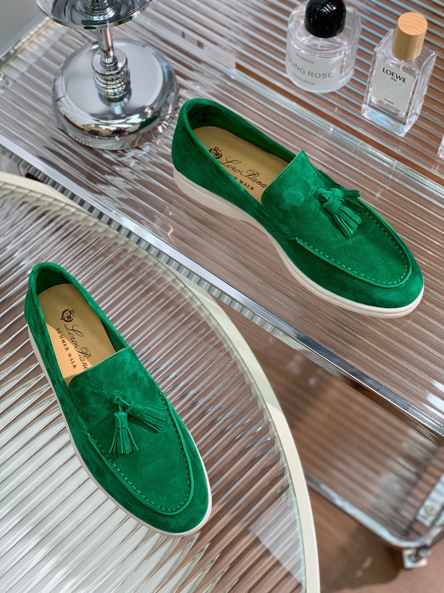 LP SUMMER WALK TASSELS LOAFERS DARK GREEN SUEDE - 35