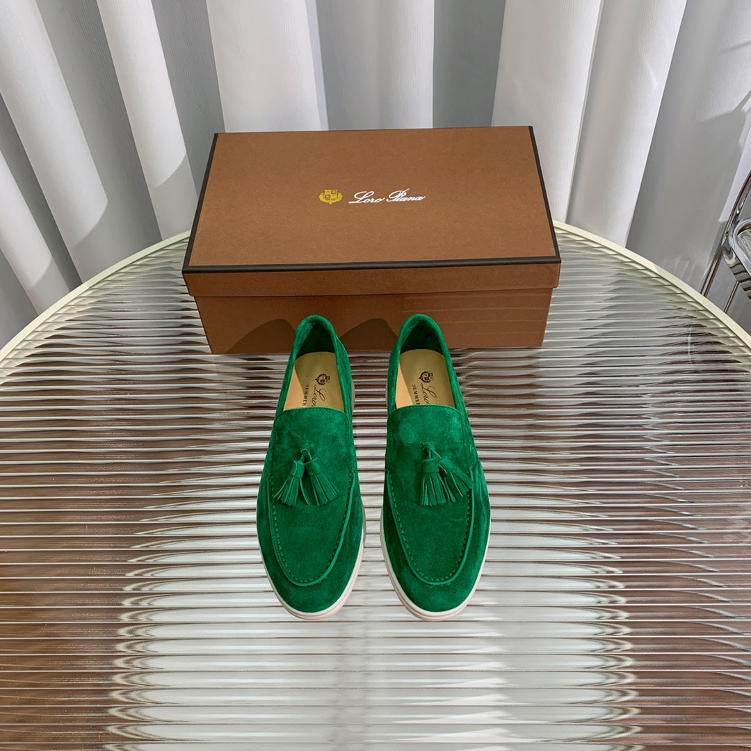 LP SUMMER WALK TASSELS LOAFERS DARK GREEN SUEDE - 35
