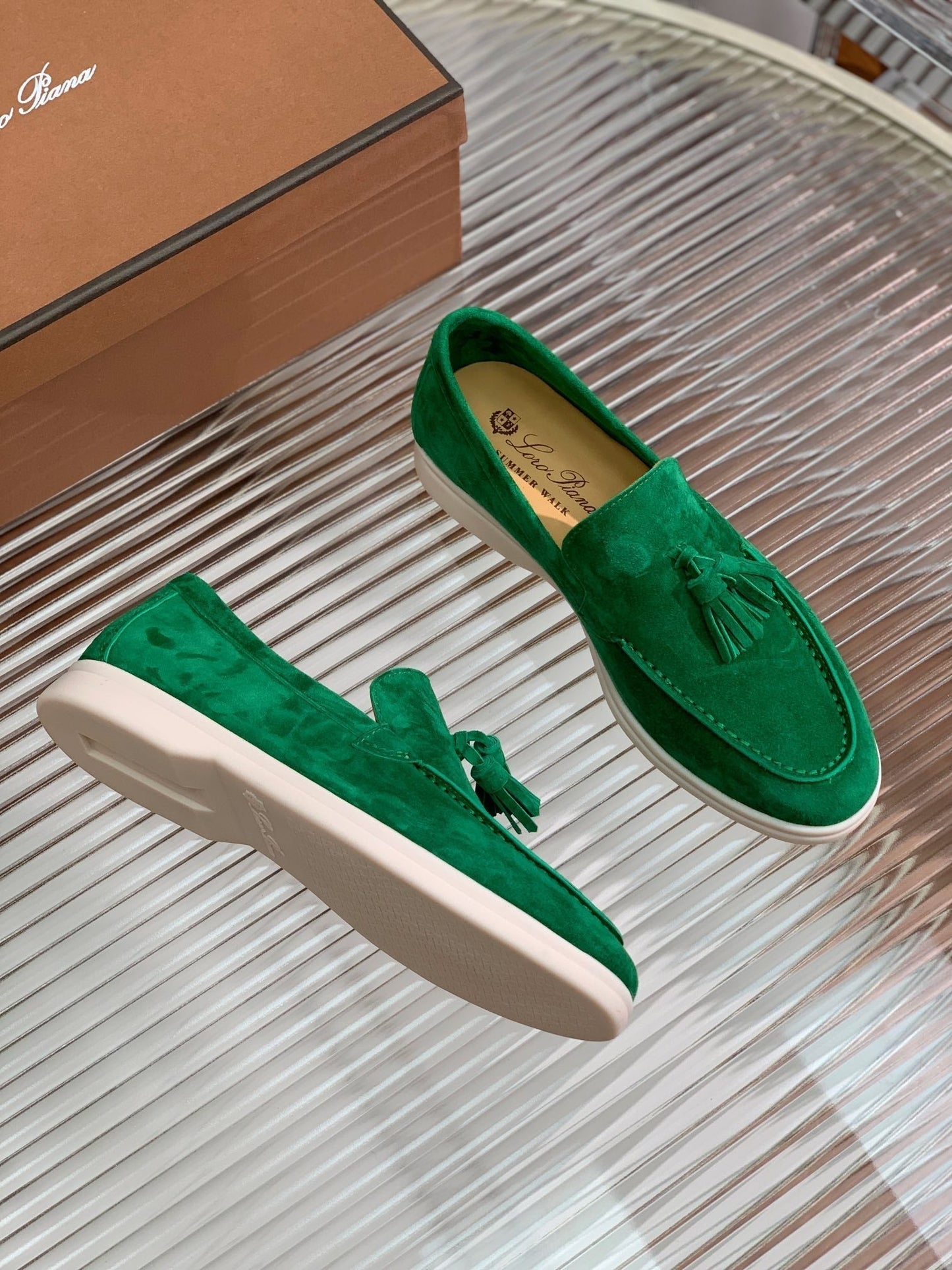 LP SUMMER WALK TASSELS LOAFERS DARK GREEN SUEDE - 35
