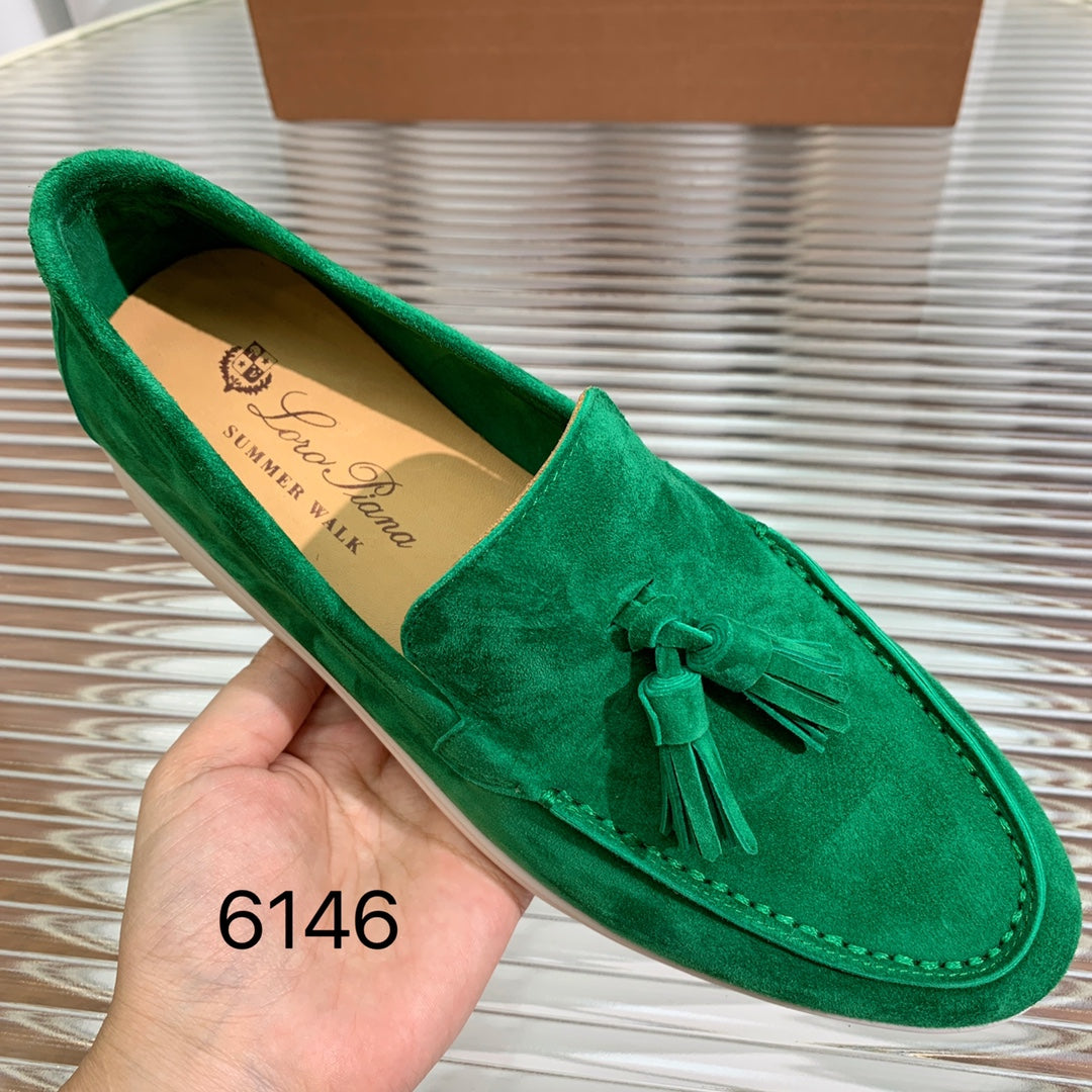 LP SUMMER WALK TASSELS LOAFERS DARK GREEN SUEDE - 35