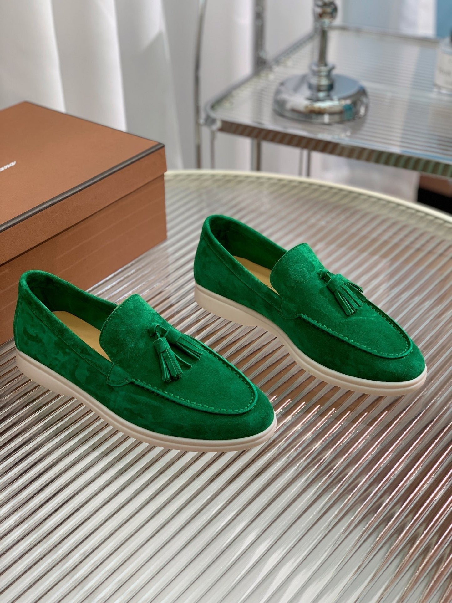 LP SUMMER WALK TASSELS LOAFERS DARK GREEN SUEDE - 35