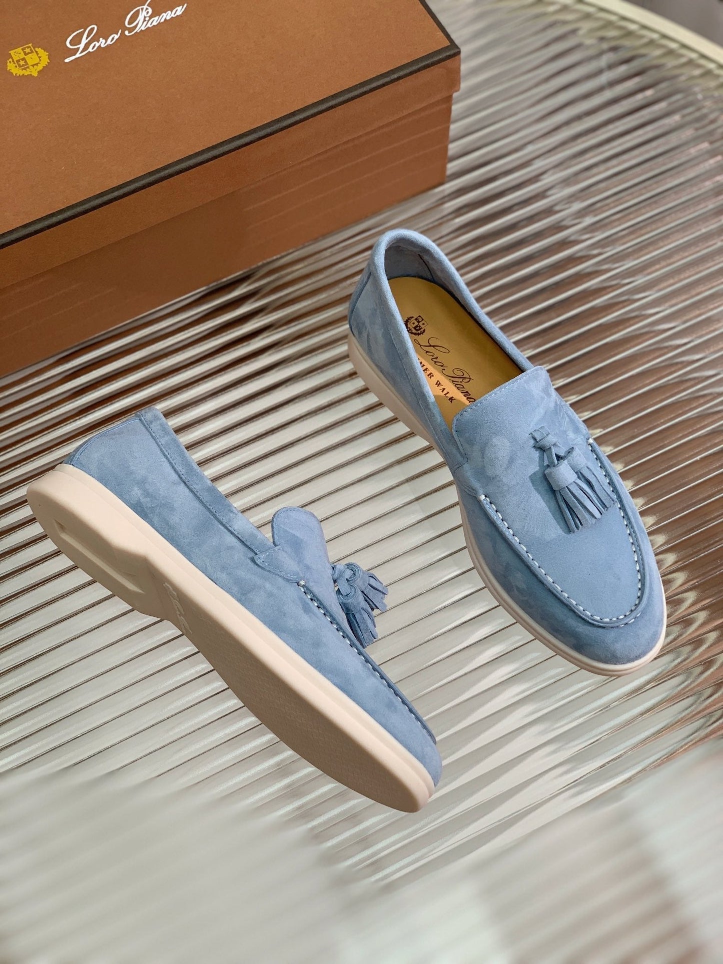 LP SUMMER WALK TASSELS LOAFERS CERULEAN SUEDE - 35