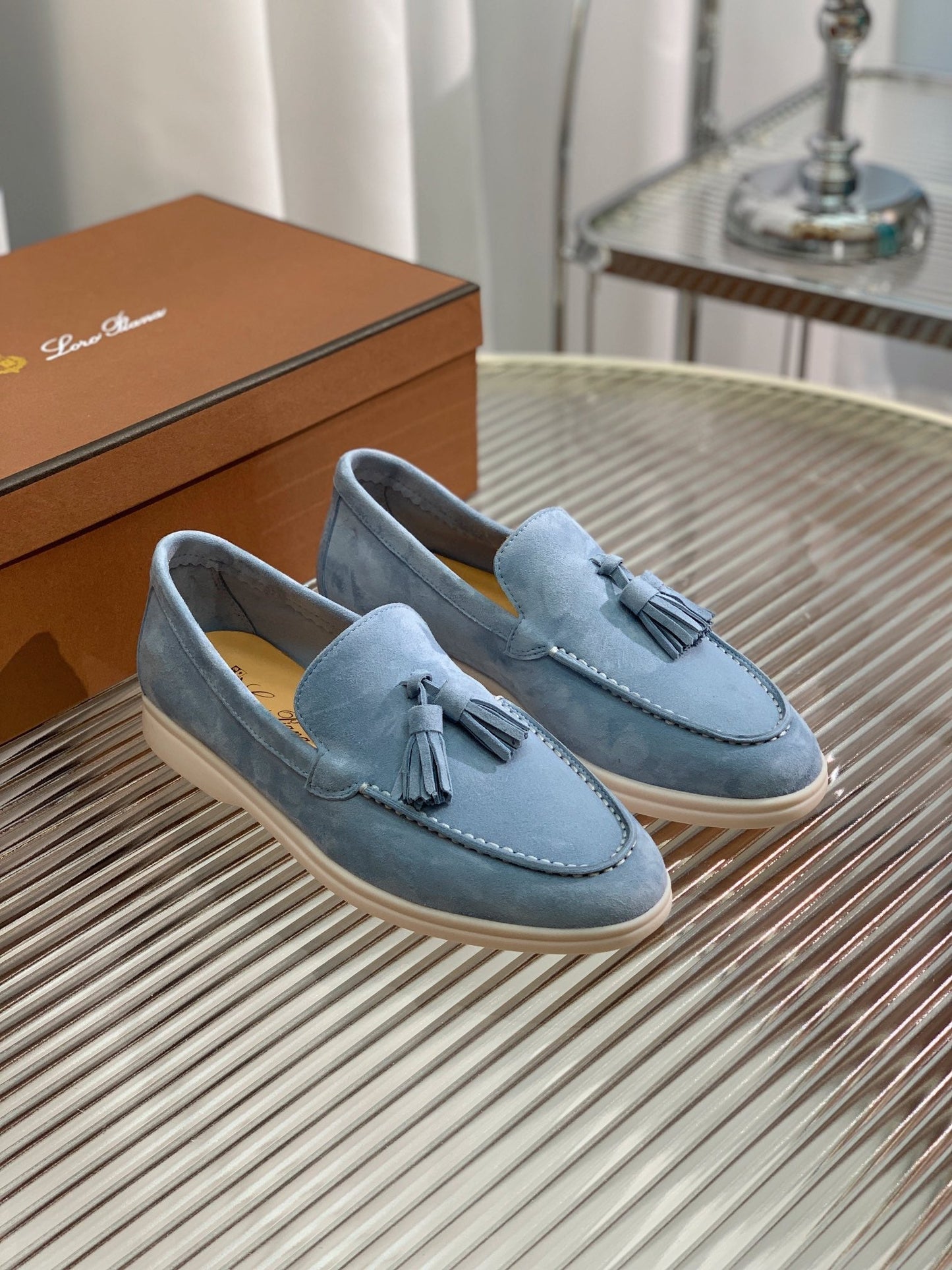 LP SUMMER WALK TASSELS LOAFERS CERULEAN SUEDE - 35
