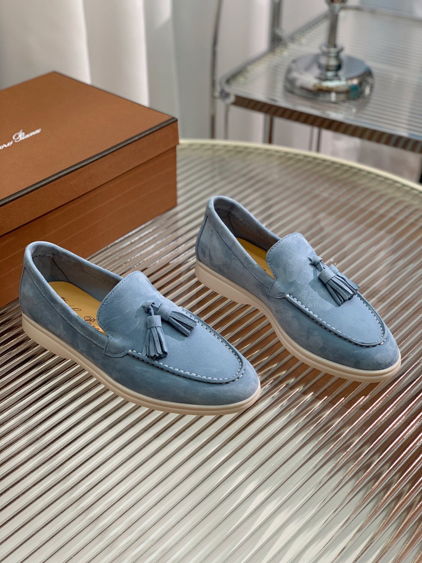 LP SUMMER WALK TASSELS LOAFERS CERULEAN SUEDE - 35