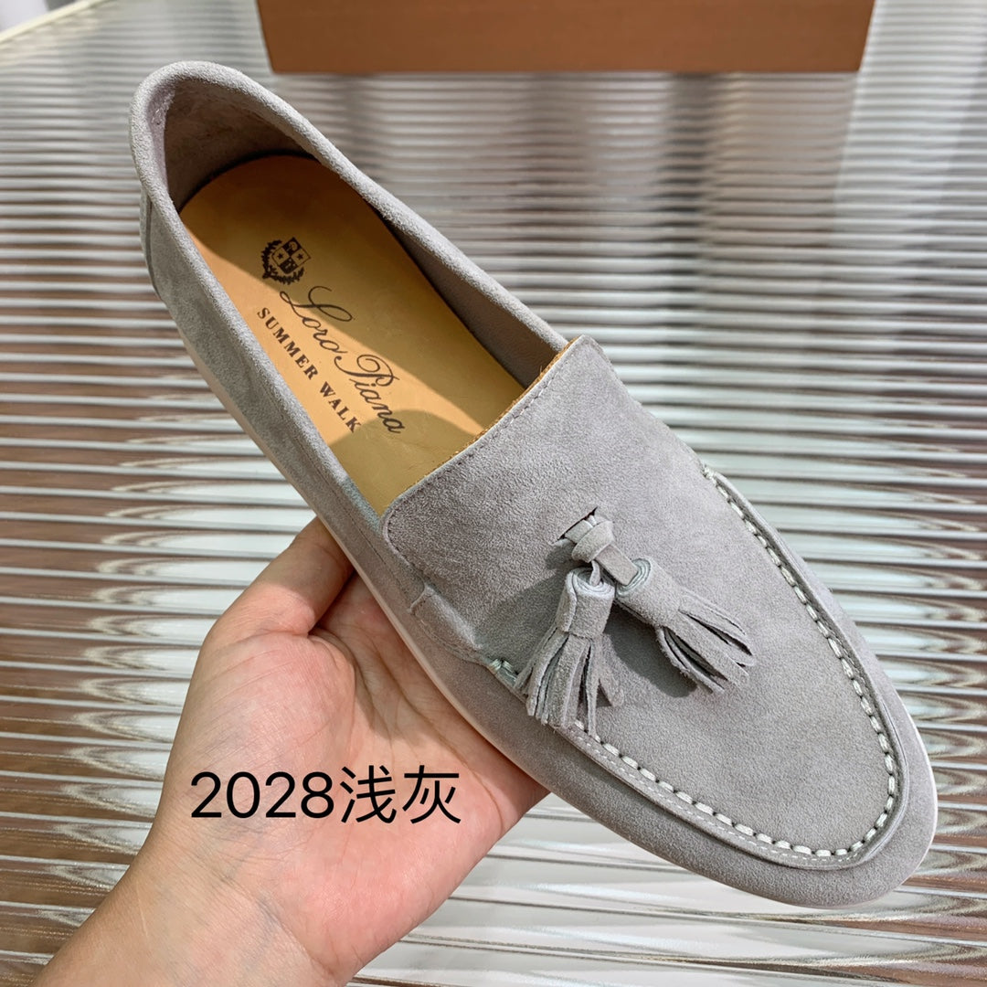 LP SUMMER WALK TASSELS LOAFERS LIGHT GRAY SUEDE - 35