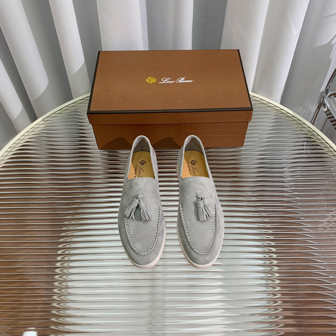 LP SUMMER WALK TASSELS LOAFERS LIGHT GRAY SUEDE - 35