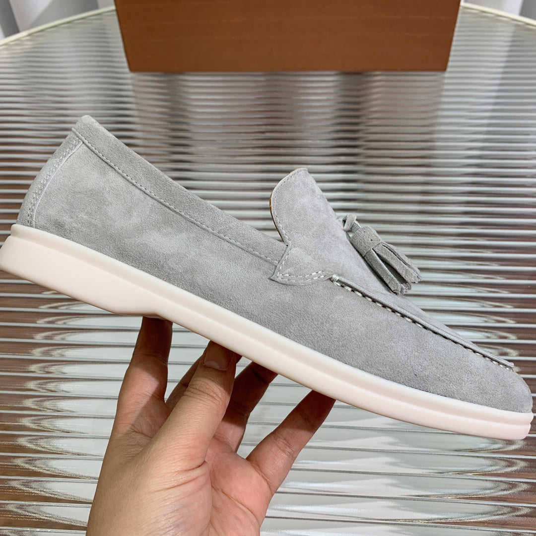 LP SUMMER WALK TASSELS LOAFERS LIGHT GRAY SUEDE - 35