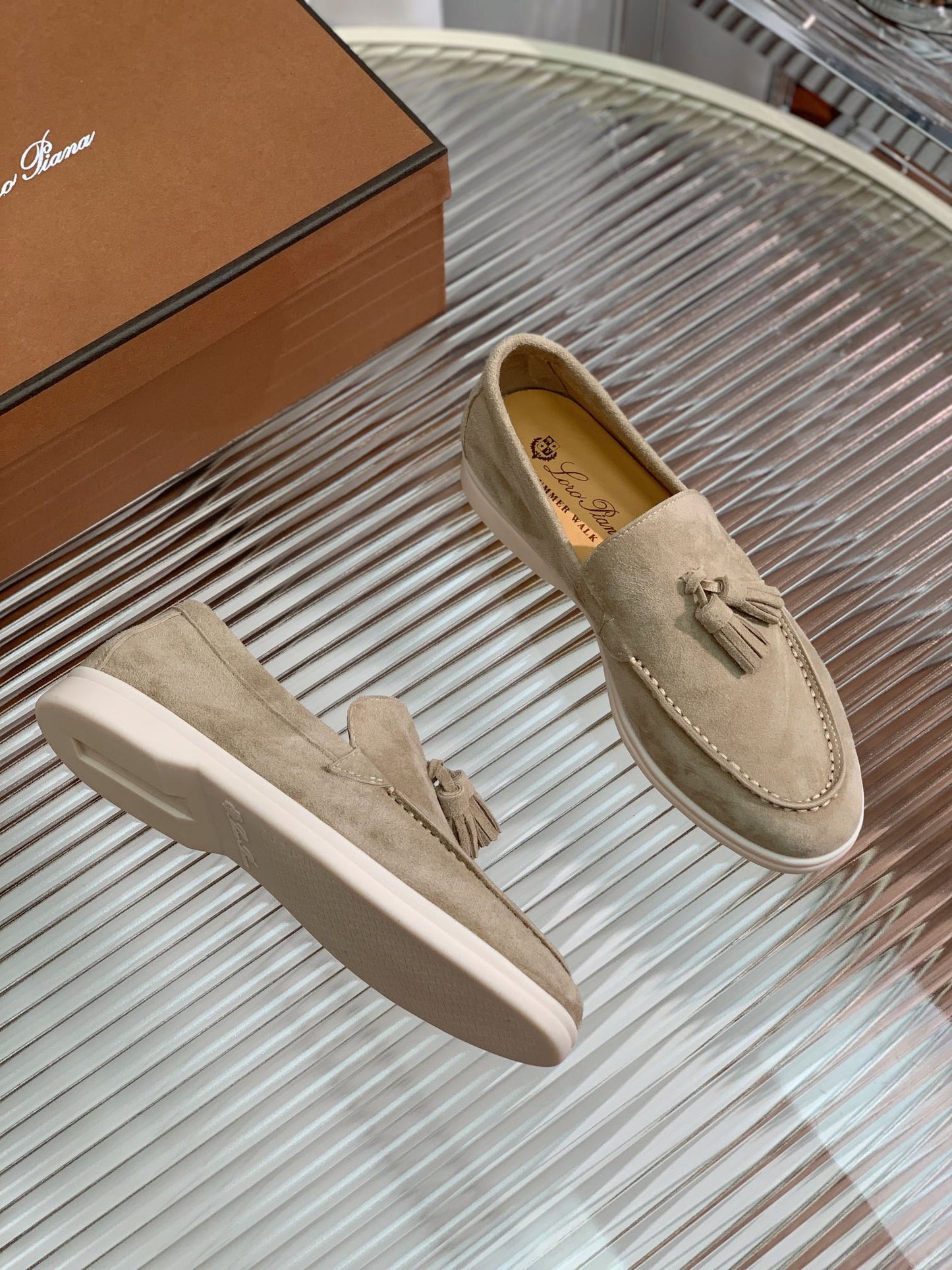 LP SUMMER WALK TASSELS LOAFERS KHAKI SUEDE - 35