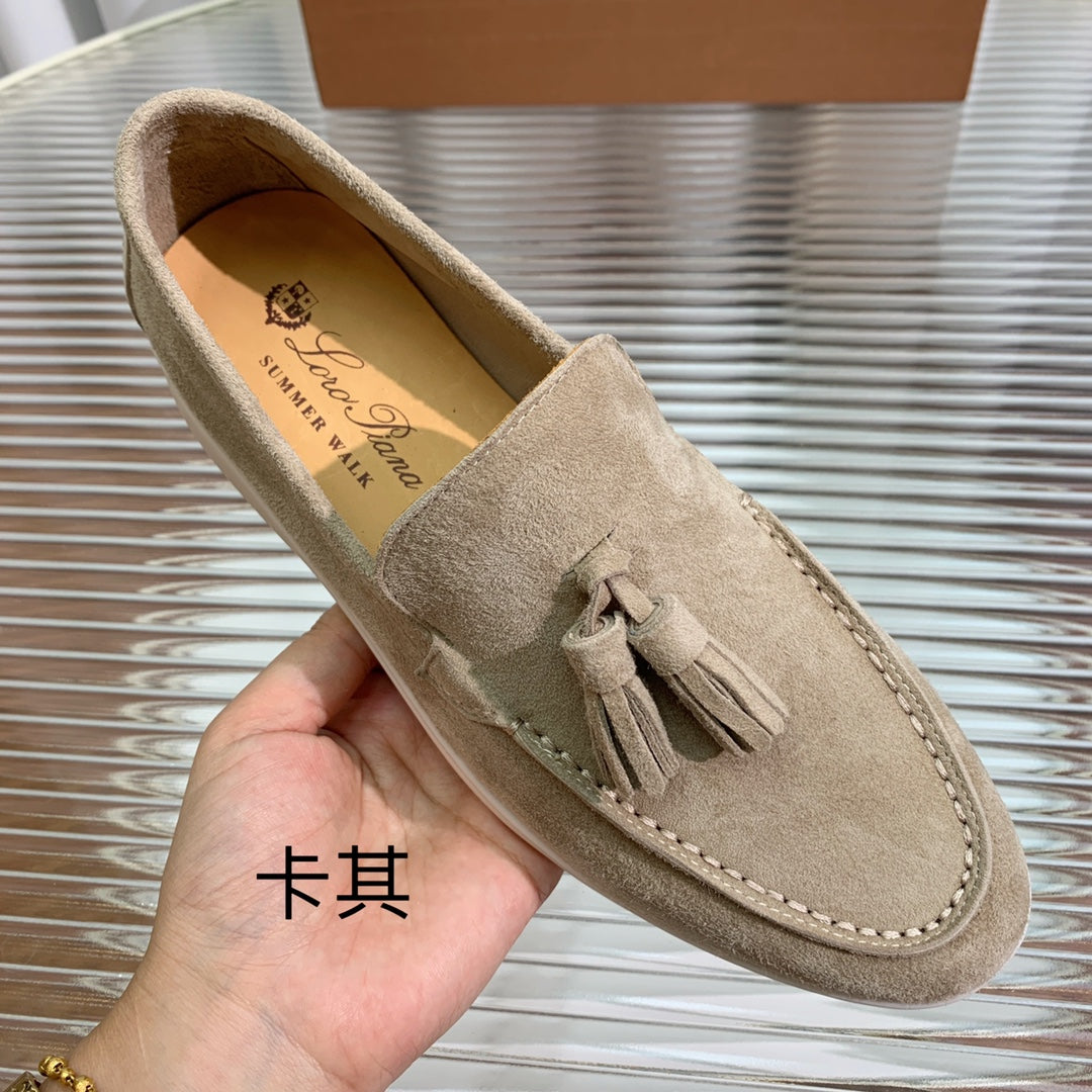 LP SUMMER WALK TASSELS LOAFERS KHAKI SUEDE - 35