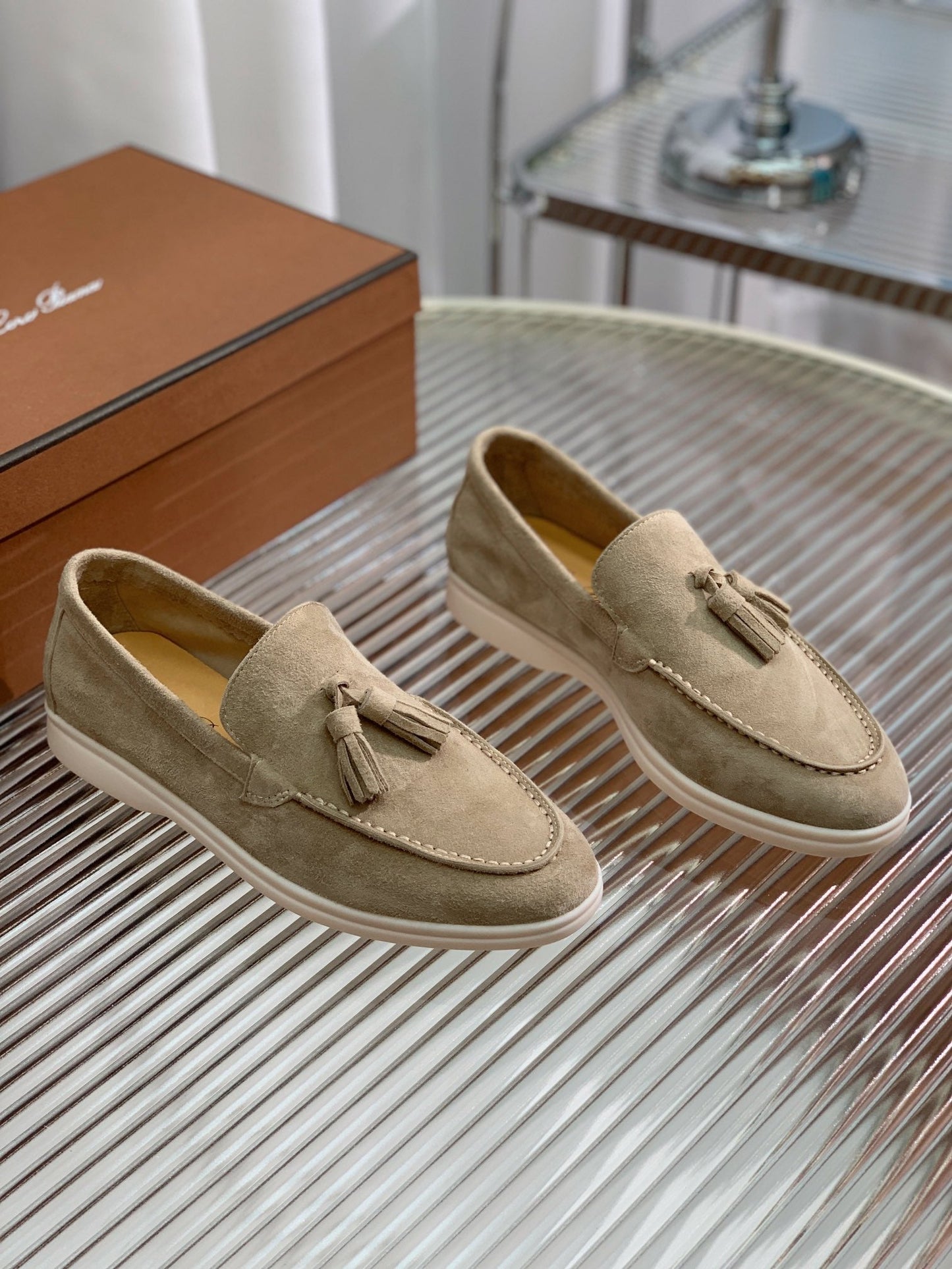 LP SUMMER WALK TASSELS LOAFERS KHAKI SUEDE - 35