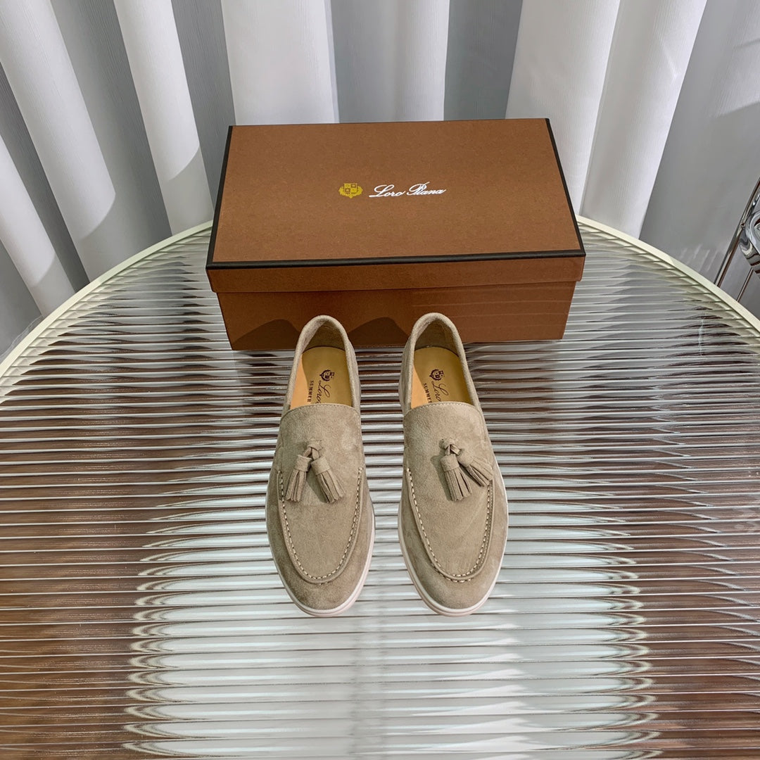LP SUMMER WALK TASSELS LOAFERS KHAKI SUEDE - 35