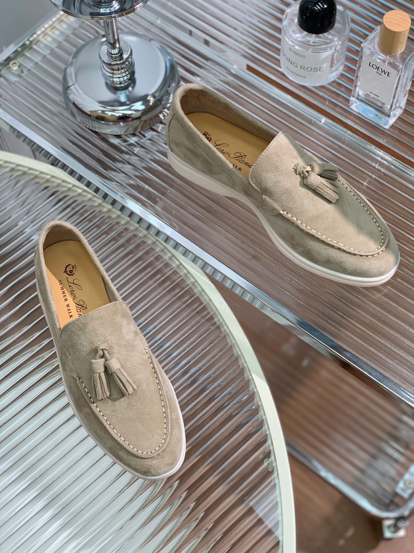 LP SUMMER WALK TASSELS LOAFERS KHAKI SUEDE - 35
