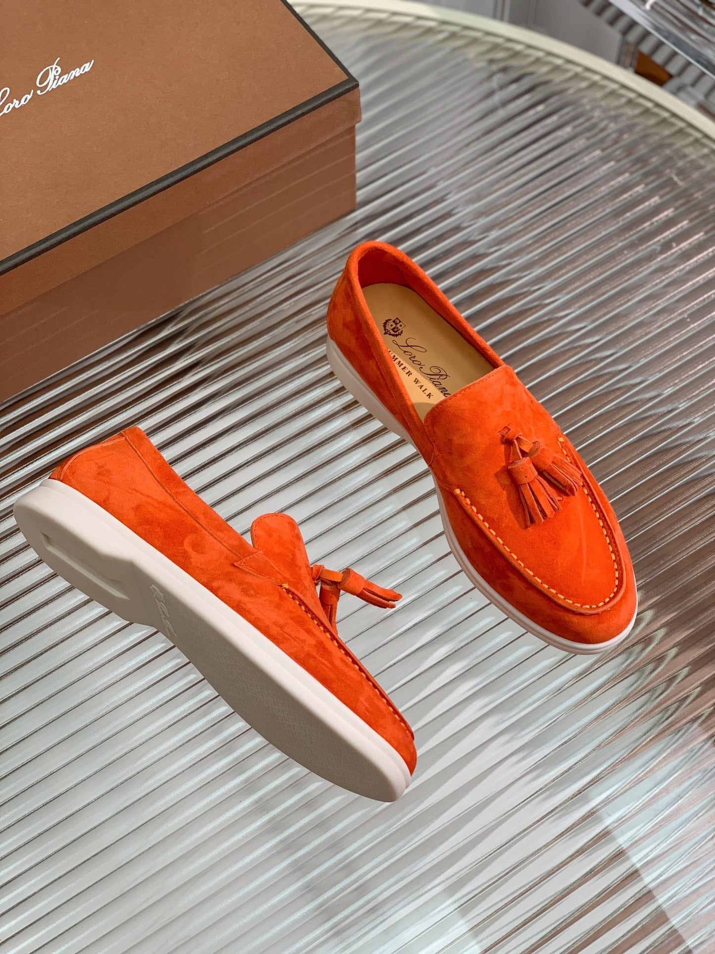 LP SUMMER WALK TASSELS LOAFERS BURNT ORANGE SUEDE - 35