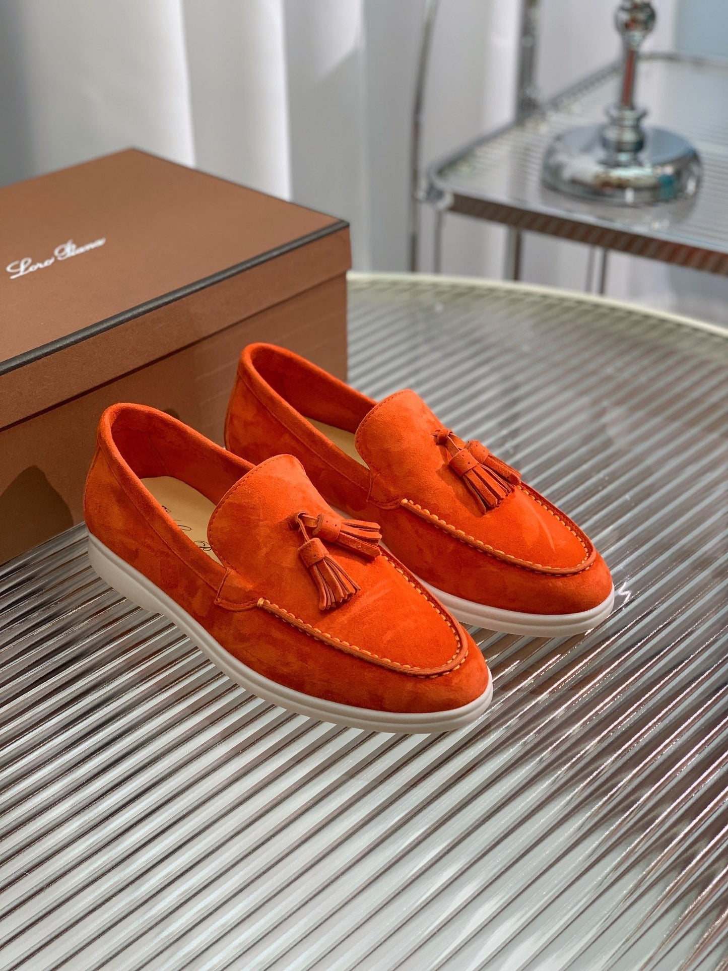 LP SUMMER WALK TASSELS LOAFERS BURNT ORANGE SUEDE - 35