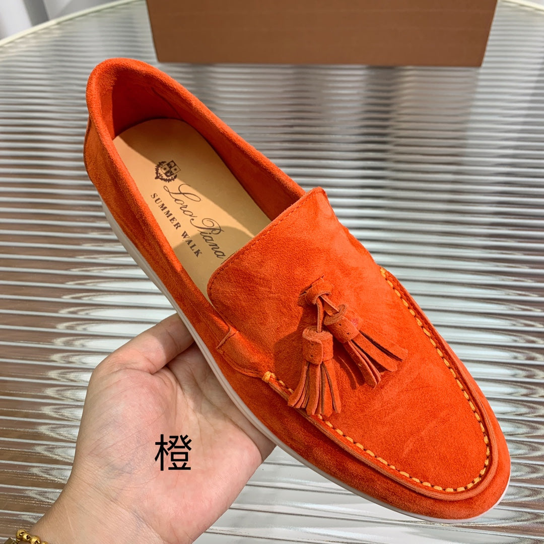 LP SUMMER WALK TASSELS LOAFERS BURNT ORANGE SUEDE - 35
