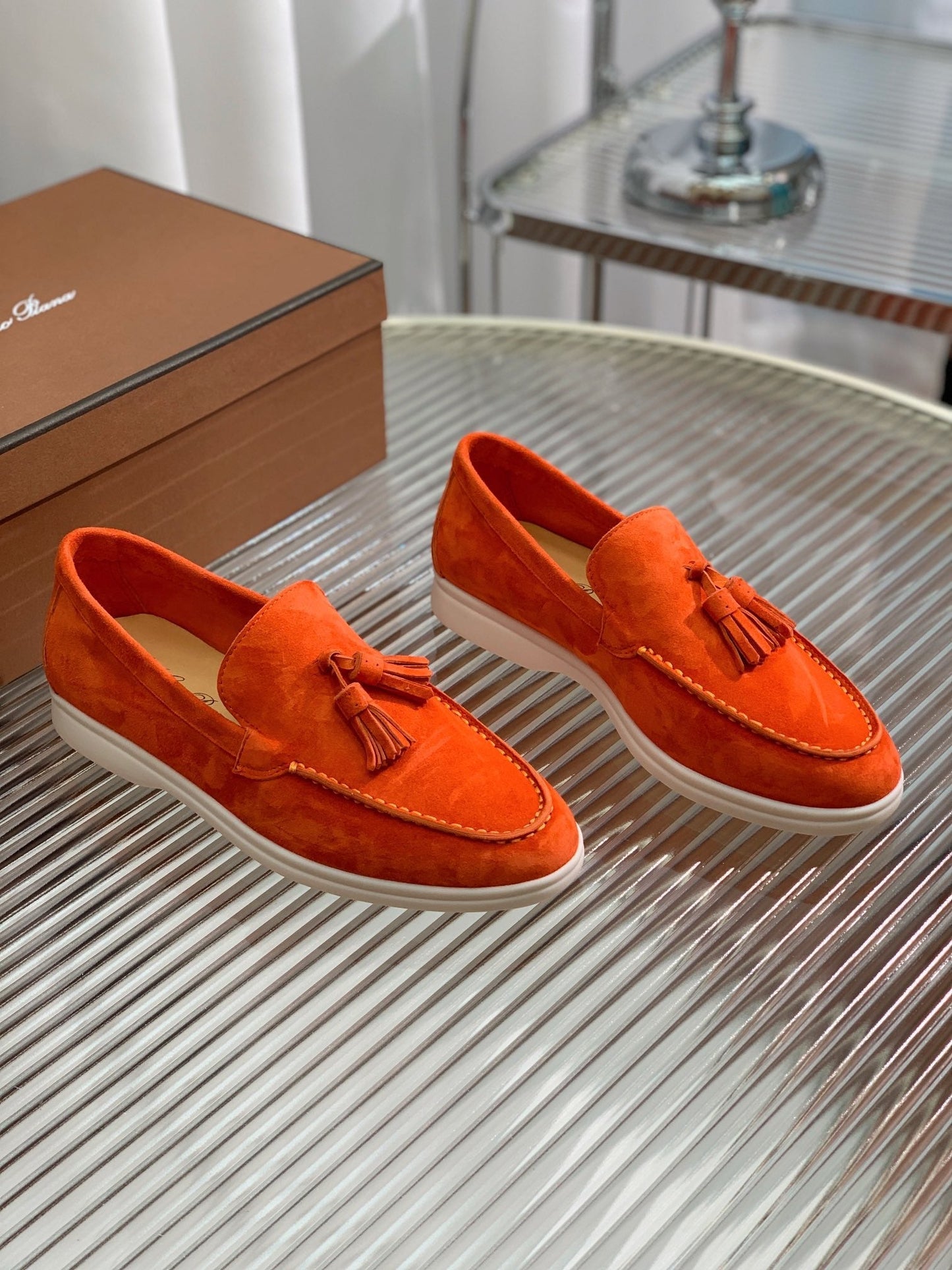 LP SUMMER WALK TASSELS LOAFERS BURNT ORANGE SUEDE - 35