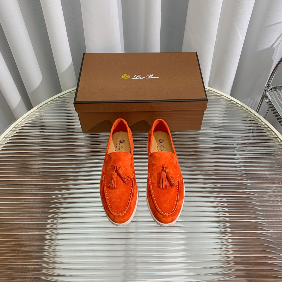 LP SUMMER WALK TASSELS LOAFERS BURNT ORANGE SUEDE - 35