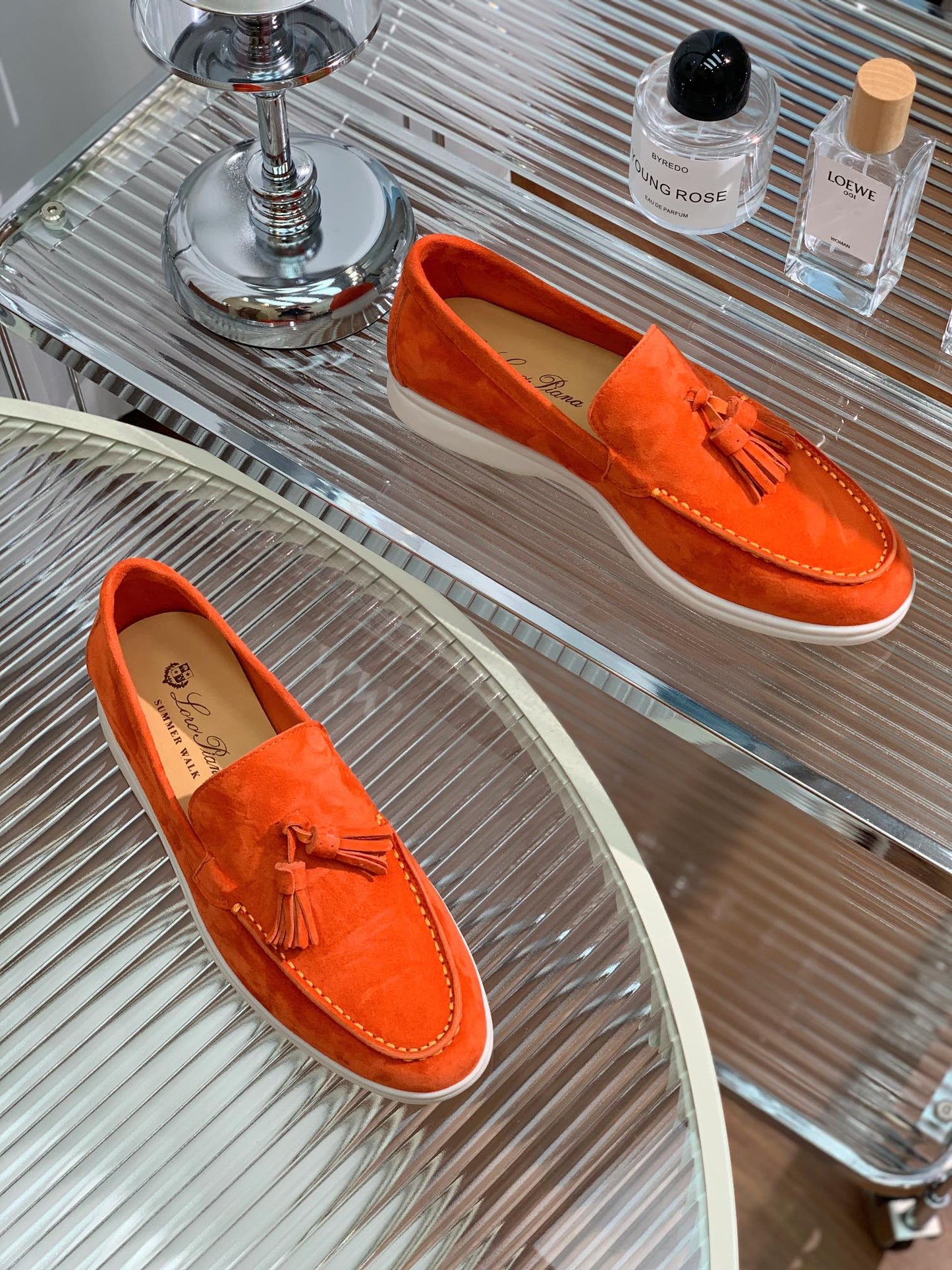 LP SUMMER WALK TASSELS LOAFERS BURNT ORANGE SUEDE - 35