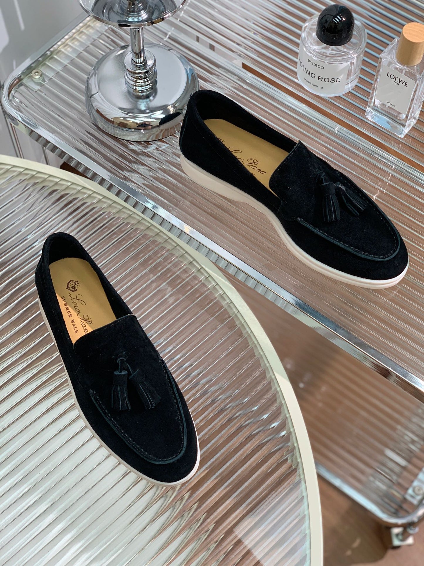 LP SUMMER WALK TASSELS LOAFERS BLACK SUEDE - 35