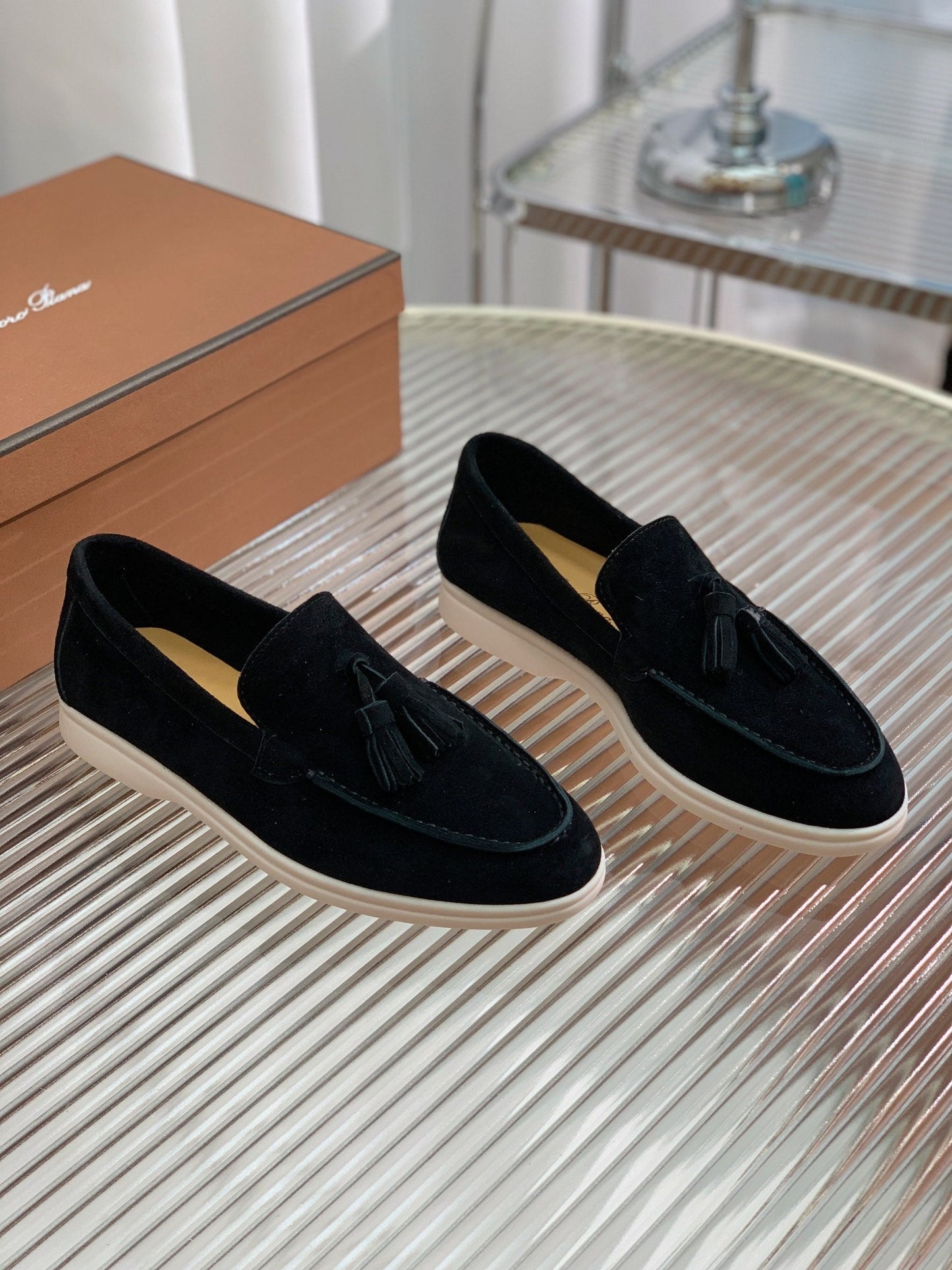 LP SUMMER WALK TASSELS LOAFERS BLACK SUEDE - 35