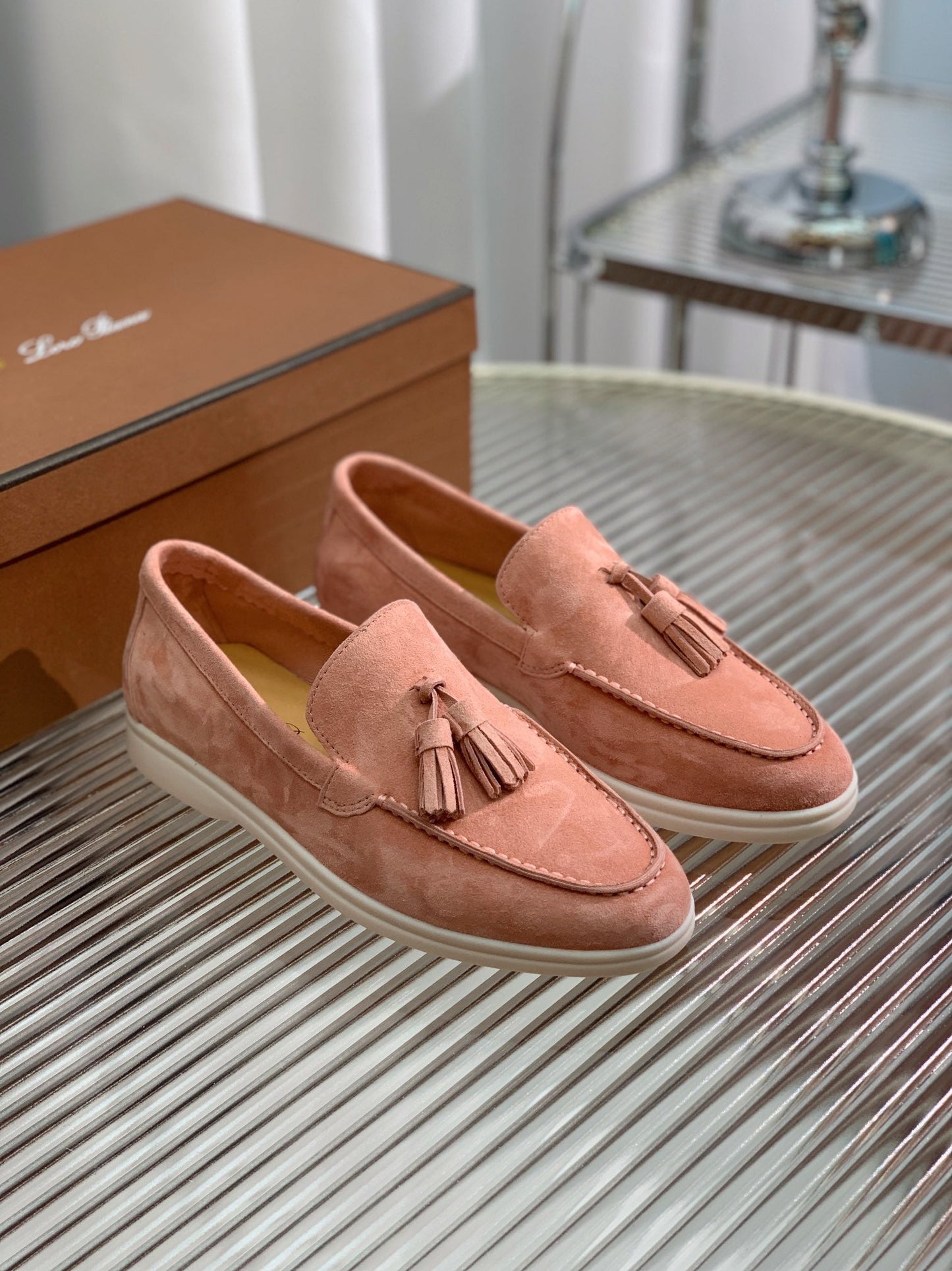 LP SUMMER WALK TASSELS LOAFERS BLUSH PINK SUEDE - 35
