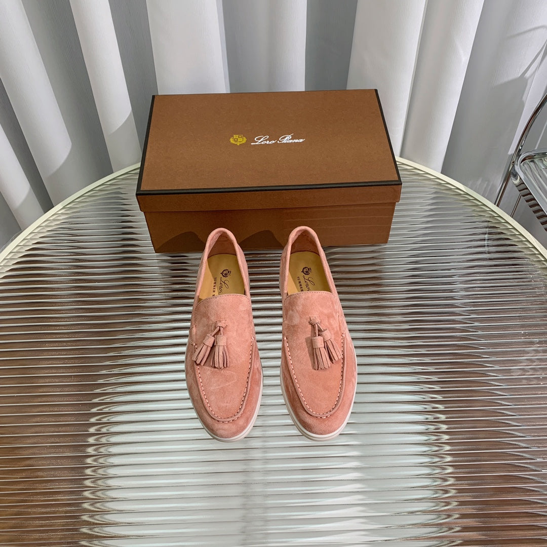 LP SUMMER WALK TASSELS LOAFERS BLUSH PINK SUEDE - 35