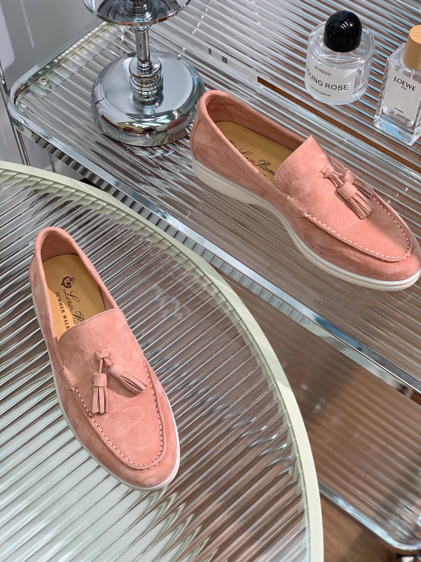 LP SUMMER WALK TASSELS LOAFERS BLUSH PINK SUEDE - 35