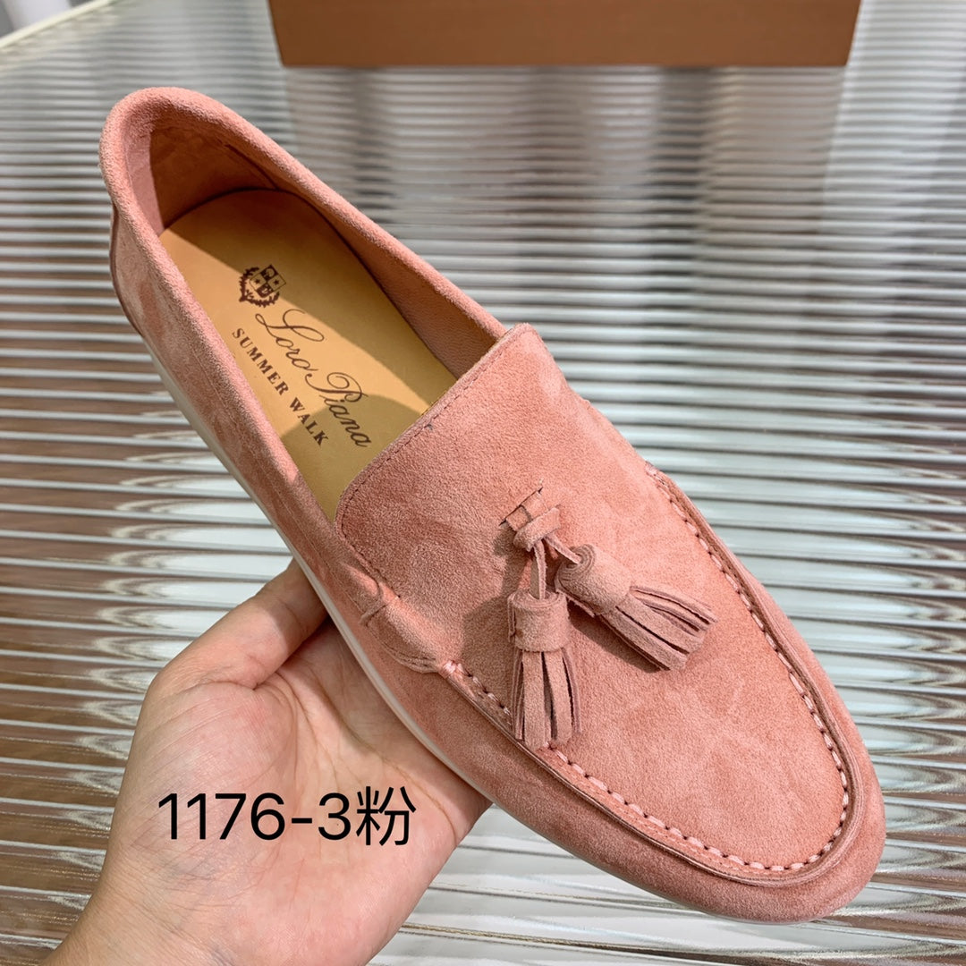 LP SUMMER WALK TASSELS LOAFERS BLUSH PINK SUEDE - 35