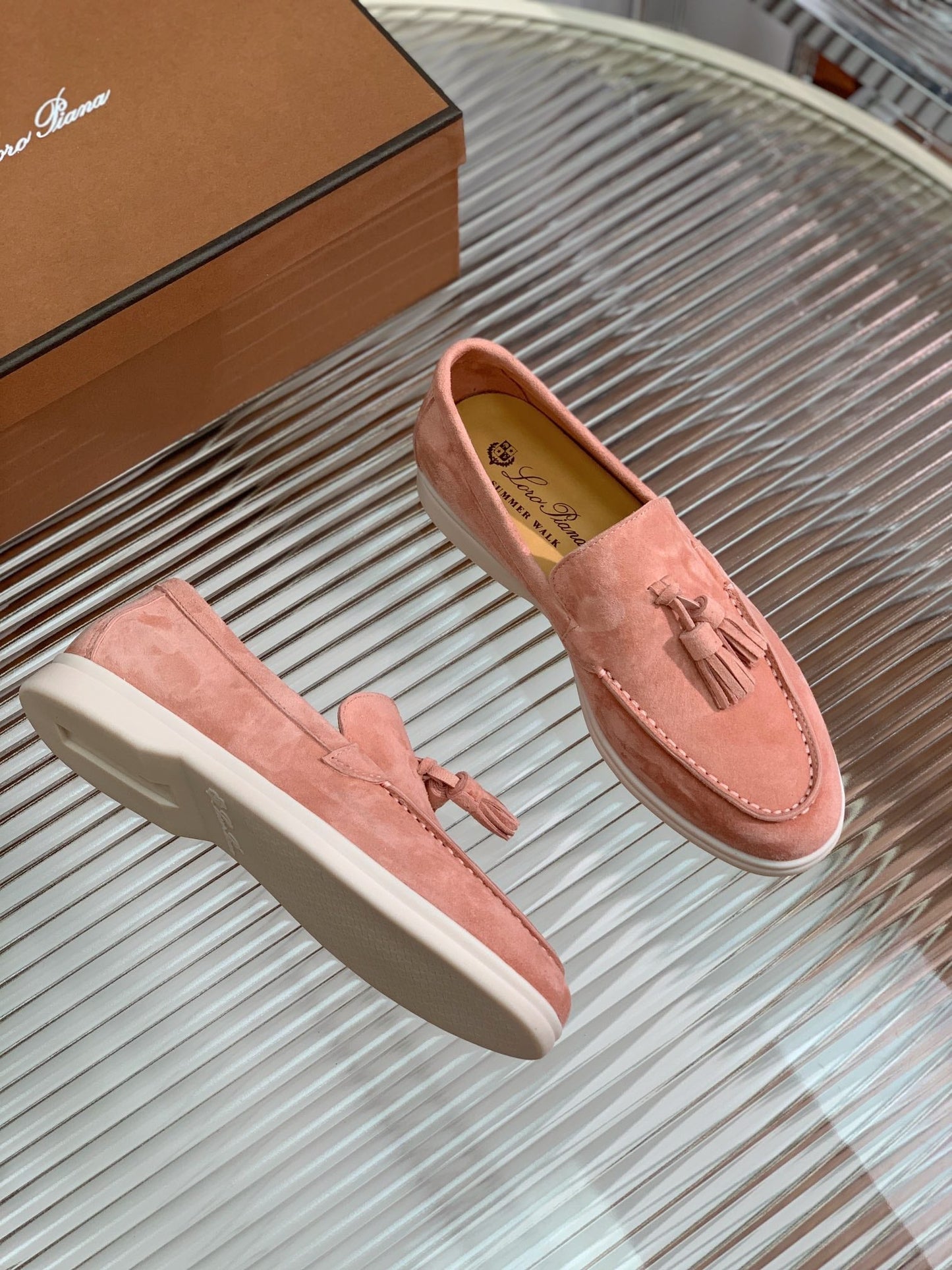 LP SUMMER WALK TASSELS LOAFERS BLUSH PINK SUEDE - 35
