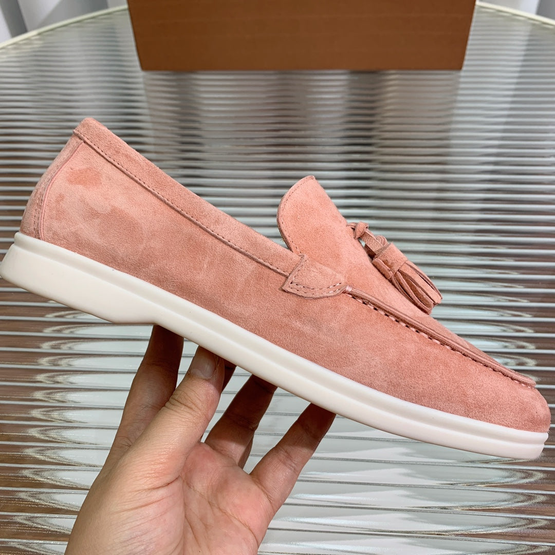 LP SUMMER WALK TASSELS LOAFERS BLUSH PINK SUEDE - 35