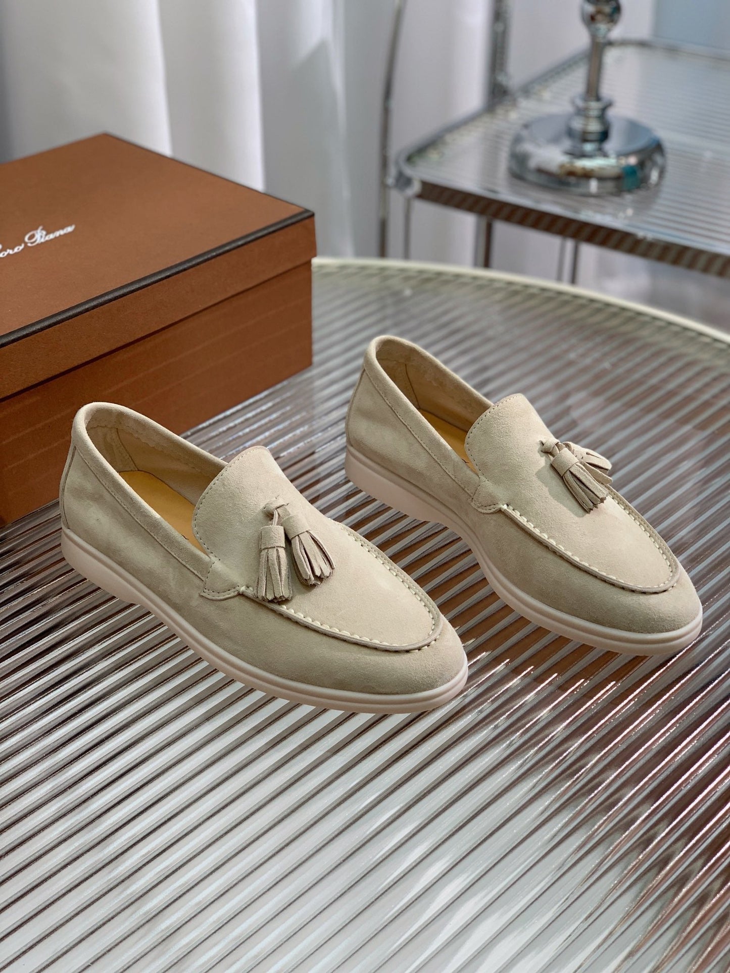 LP SUMMER WALK TASSELS LOAFERS BEIGE SUEDE - 35