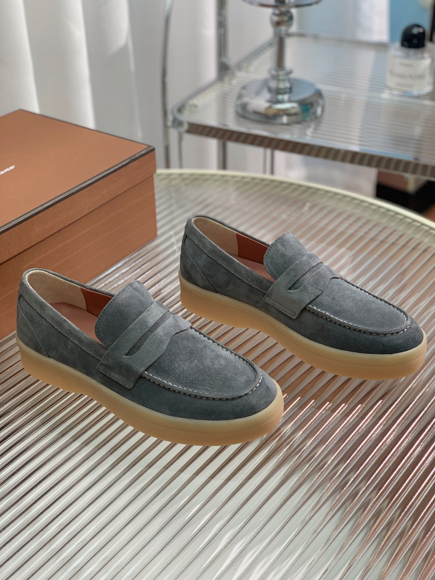 LP RETRO SUMMER WALK LOAFERS GRAY BLACK SUEDE - 35