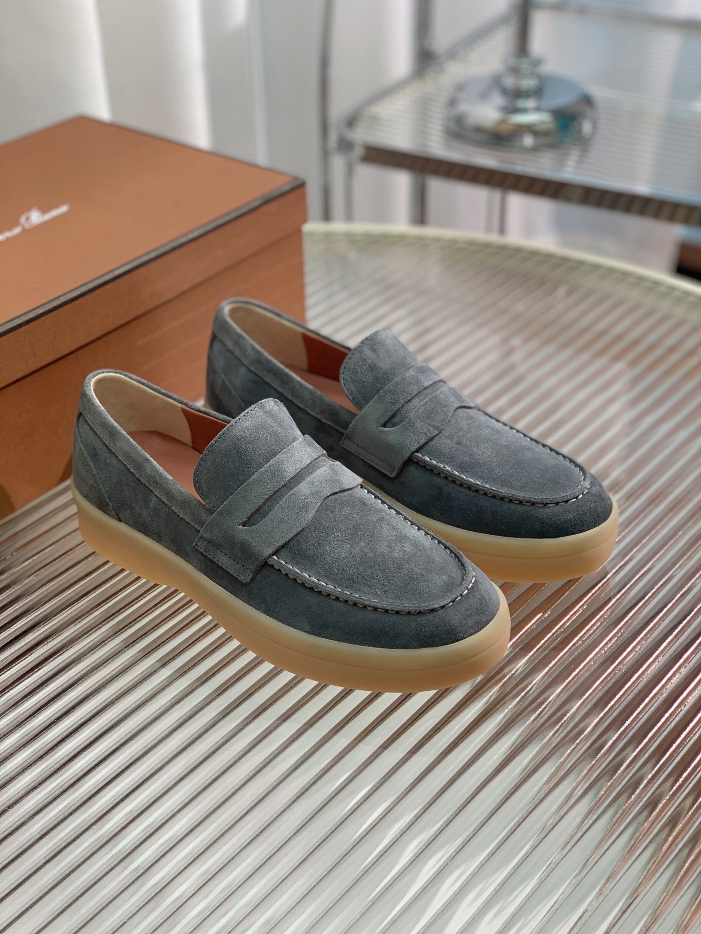 LP RETRO SUMMER WALK LOAFERS GRAY BLACK SUEDE - 35
