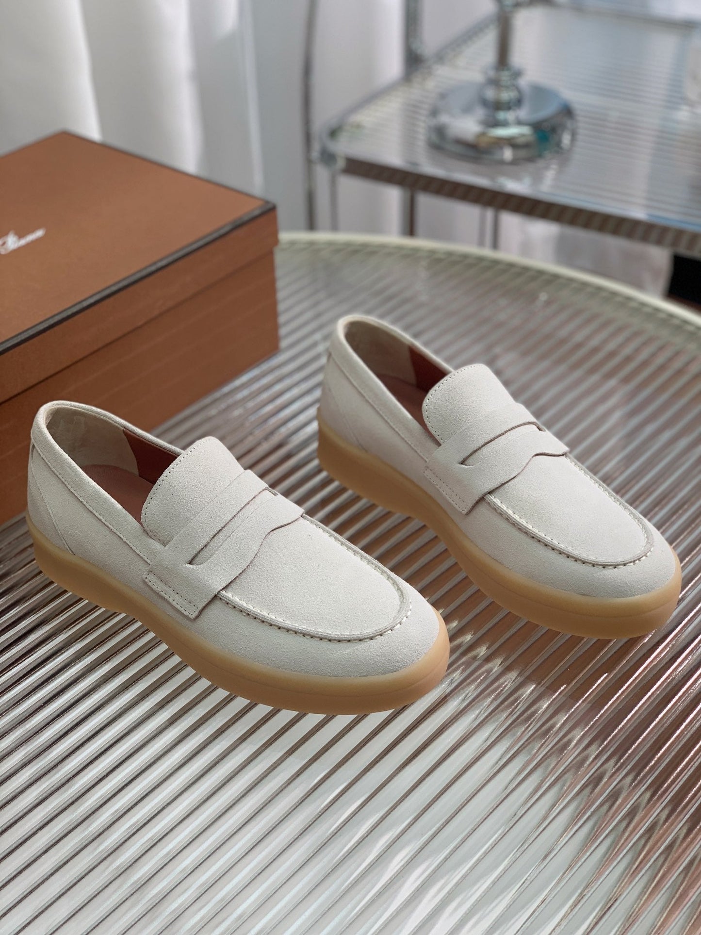 LP RETRO SUMMER  WALK LOAFERS WHITE SUEDE - 35