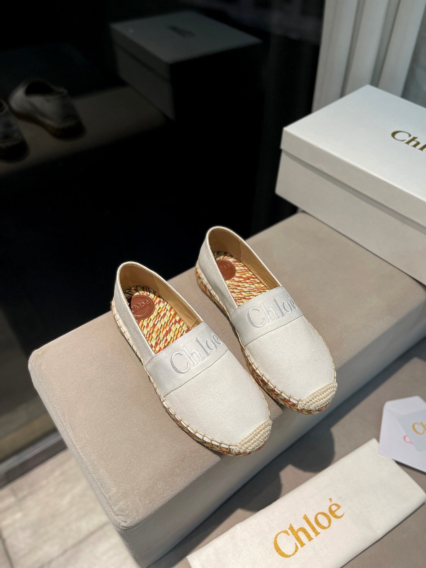 LOAFERS IN WHITE FABRIC AND RAFFIA - 35