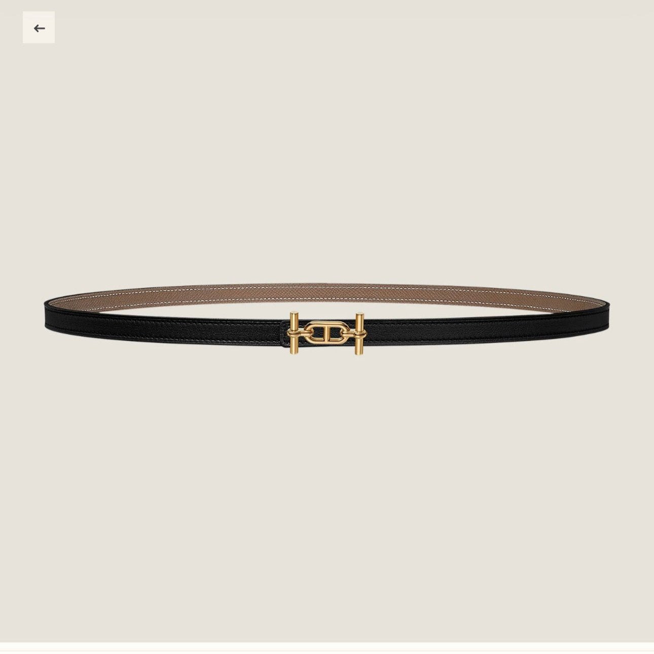 HM ANCRE BUCKLE & REVERSIBLE BLACK AND KHAKI BROWN LEATHER STRAP 13MM GOLD HARDWARE - 30
