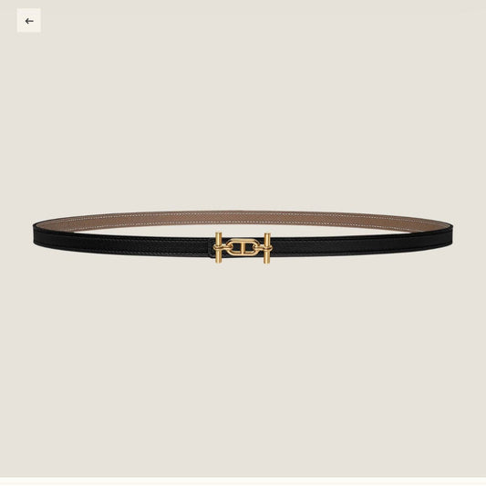 HM ANCRE BUCKLE & REVERSIBLE BLACK AND KHAKI BROWN LEATHER STRAP 13MM GOLD HARDWARE - 30