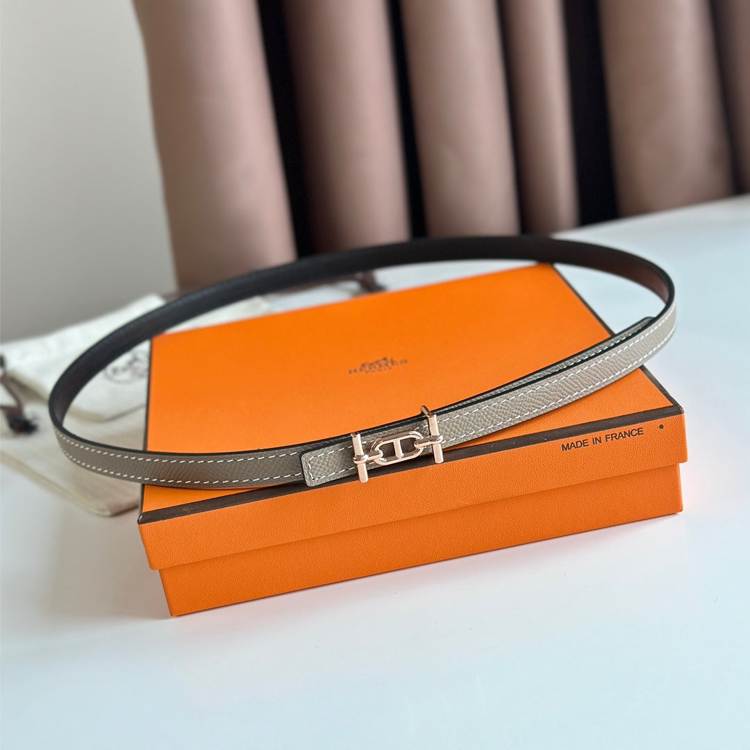 HM ANCRE BUCKLE & REVERSIBLE BLACK AND KHAKI BROWN LEATHER STRAP 13MM COPPER HARDWARE - 30