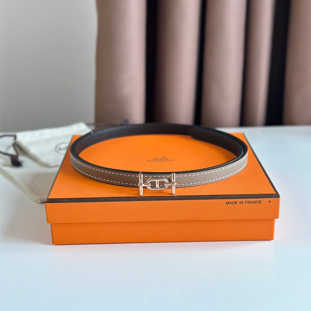 HM ANCRE BUCKLE & REVERSIBLE BLACK AND KHAKI BROWN LEATHER STRAP 13MM COPPER HARDWARE - 30