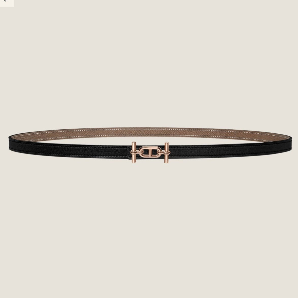HM ANCRE BUCKLE & REVERSIBLE BLACK AND KHAKI BROWN LEATHER STRAP 13MM COPPER HARDWARE - 30