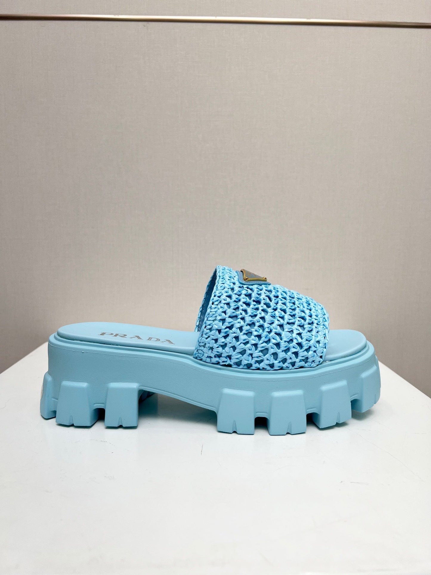 PRA THICK-SOLED CROCHET SANDALS SKY WOVEN FABRIC - 35
