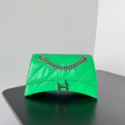 СУМКА CRUSH З ЛАНЦЮЖКОМ 25 ІЗ ЗЕЛЕНОЇ стьобаної ШКІРИ CRUSHED CALFSKIN ЗІ СРІБНОЮ ФУРНІТУРОЮ