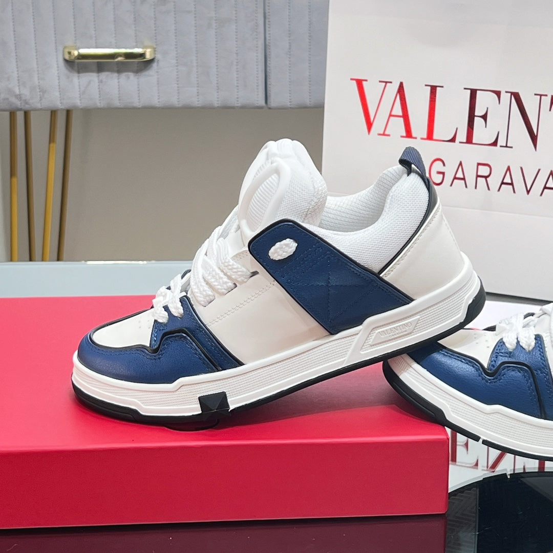 OPEN SKATE SNEAKER IN WHITE MIX NAVY BLUE CALFSKIN - 35