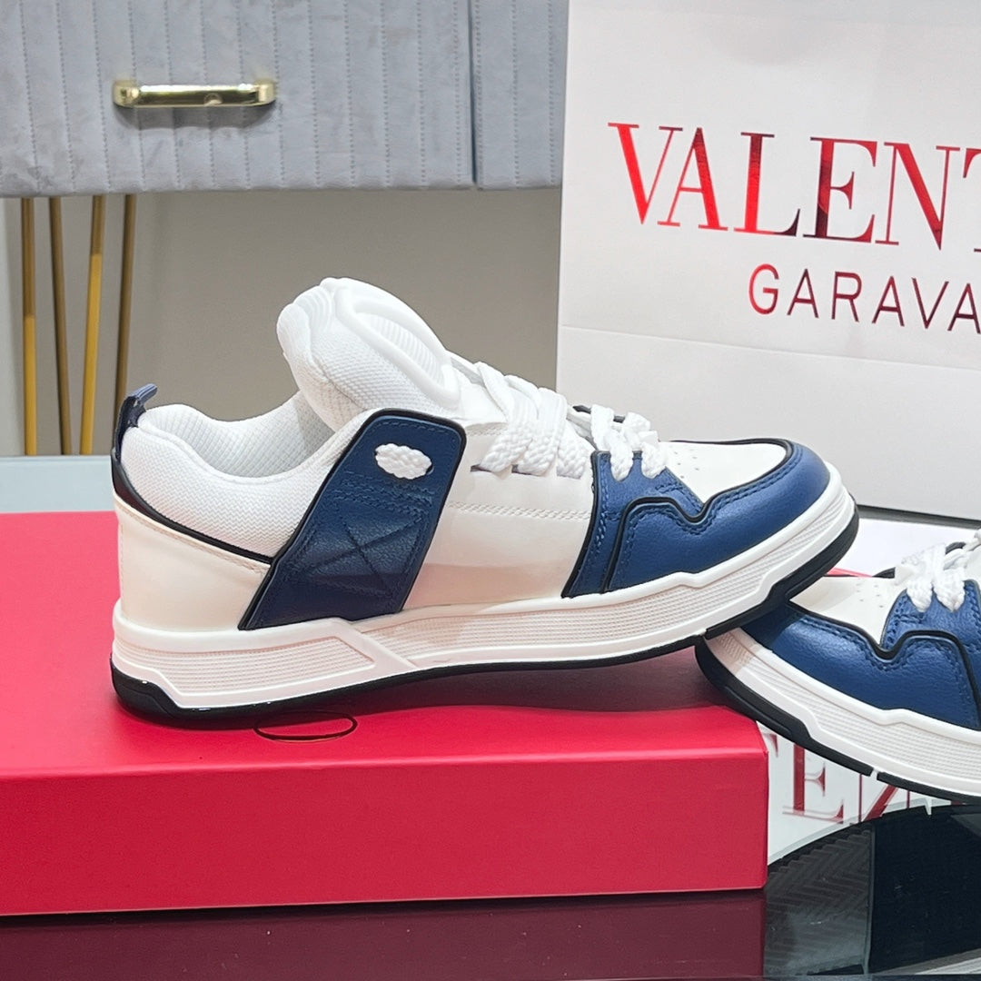 OPEN SKATE SNEAKER IN WHITE MIX NAVY BLUE CALFSKIN - 35