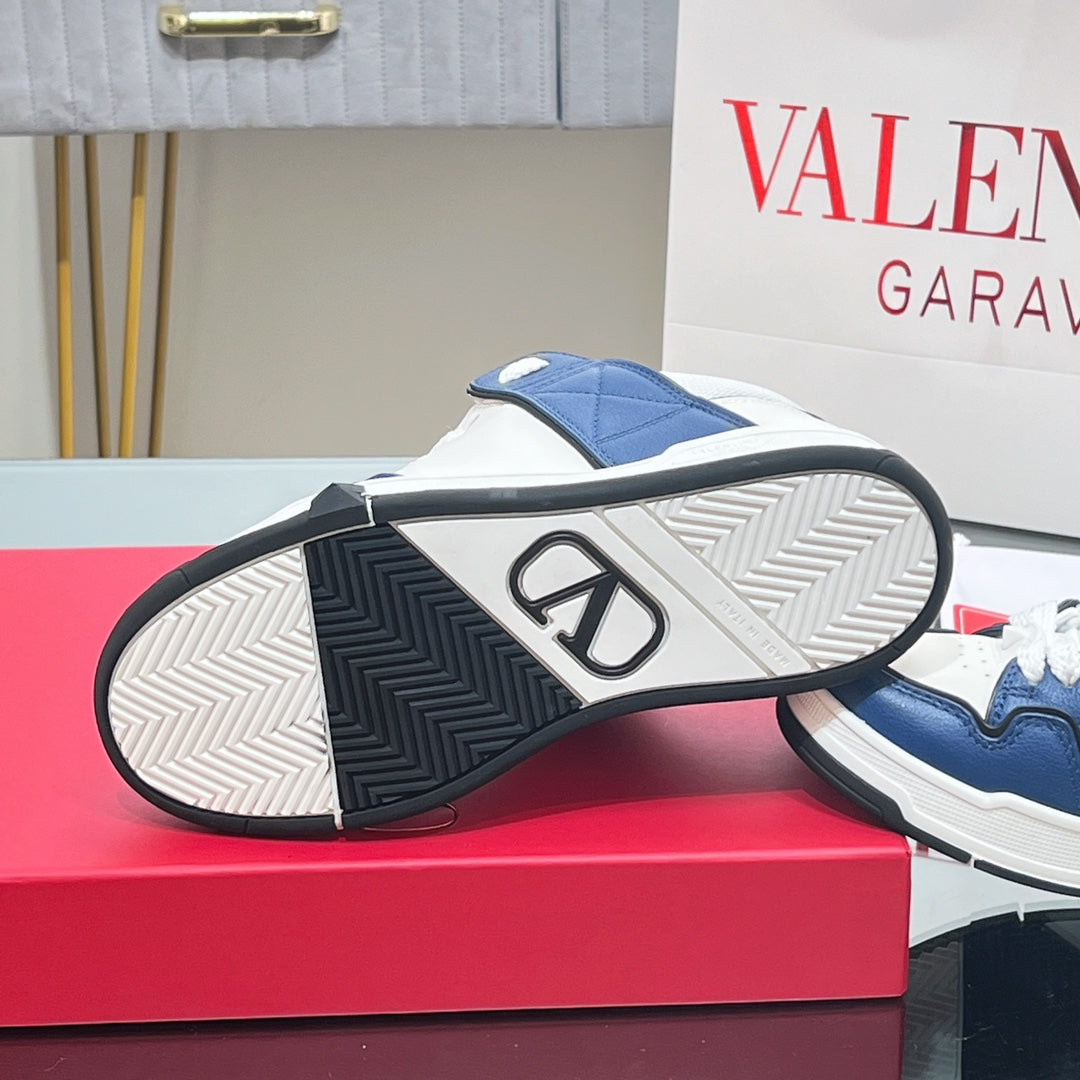 OPEN SKATE SNEAKER IN WHITE MIX NAVY BLUE CALFSKIN - 35