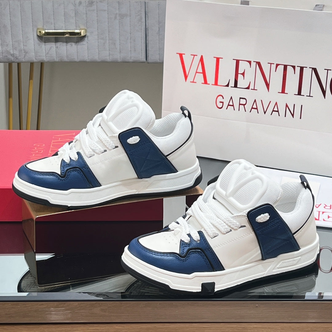 OPEN SKATE SNEAKER IN WHITE MIX NAVY BLUE CALFSKIN - 35