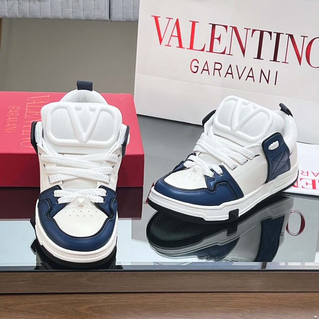 OPEN SKATE SNEAKER IN WHITE MIX NAVY BLUE CALFSKIN - 35